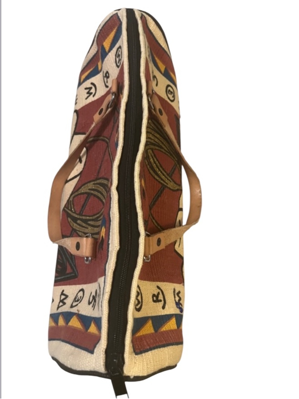 Saddle Blanket Cowboy Country-core Rust Red Embellished Rug Canvas Leather Tote - Picture 4 of 8